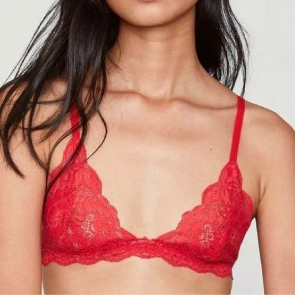 Free People WE ARE HAH Chi Bralittle Bralette XS S M or L Siren Red Wireless Bra - Picture 1 of 16